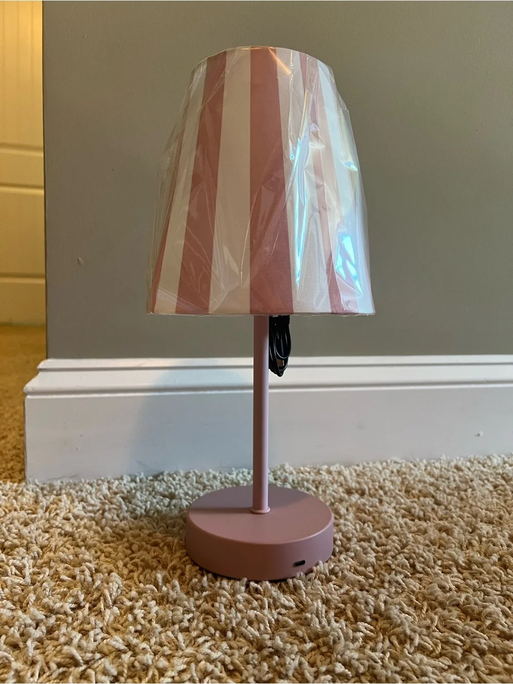 Pink Striped Table touch Lamp